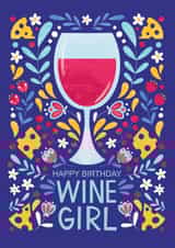 Birthday card with wine and flowers 1000 created by Nastya Rizaeva