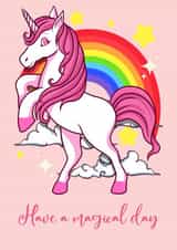 Retro Unicorn And Rainbow Birthday Card created by Nina’s Novelties