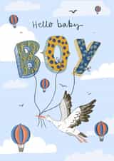Hello Baby Boy new baby card created by Faye Finney