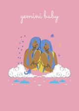 Gemini Baby birthday card created by Nina Bombina