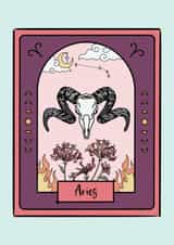 Aries Star Sign Zodiac Celestial Tarot Card created by Midnight Muse