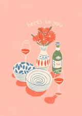 Hare’s to You red wine & flowers card created by Lydia Ellen Greaves