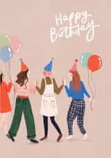 Fun Birthday Card - Balloons - Girls created by Martha Ratcliff Illustration