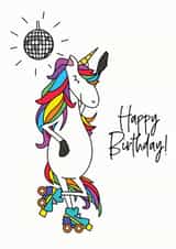 Happy Birthday Rainbow Roller Disco Unicorn created by Little Foxglove
