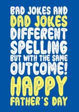 Sarcastic Dad Jokes Father's Day Card created by On Fire Typography