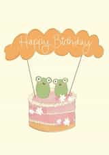 Cute Birthday Card - Frogs - Cake created by CardsbyAliceUK