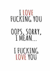 Rude Typography Valentines Day Card / Anniversary Card - I Love Fucking You - I Fucking Love You created by Banter King