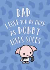 Cute Father's Day/Birthday Card - Dobby Loves Socks - Harry Potter created by Cardology