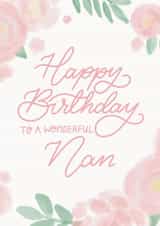 Beautiful modern floral calligraphy birthday card for a wonderful Nan created by Nicki O'Donoghue Studio