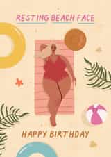 'Resting beach face' Pun Beach Summer Happy Birthday Card created by Flourish Paperworks