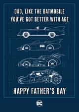 Funny Father's Day Card - Batmobile - Batman created by Cardology