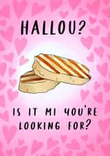Funny Valentines Day Card / Anniversary Card - Halloumi Cheese - Hallou? Is it mi you're looking for? created by Poppy & Mabel