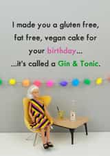 Funny Gin & Tonic Birthday Card - Jeffrey & Janice - Gluten Free, Fat Free, Vegan Cake created by Bold & Bright Cards