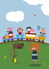Train Party - Greeting Card created by My Strawberry Monkey