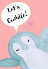 Cute Anniversary Card - Penguins - Let's Cuddle created by Of petals and sepals