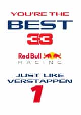 Max Verstappen Red Bull Formula One F1 Birthday Fathers Day Card created by Wishabells Designs