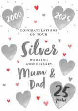 Silver Anniversary Card-25 Yrs-Mum & Dad-Congratulations On Your Silver Wedding created by Juniper and Rose Studio