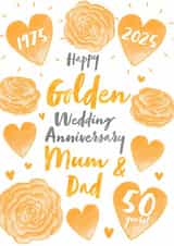 Golden Wedding Anniversary- 50 Years- Happy Golden Wedding Anniversary Mum & Dad created by Juniper and Rose Studio