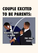 Will smith Chris rock oscars slap meme New baby boy girl congrat card created by The Girl Next Draw Cards