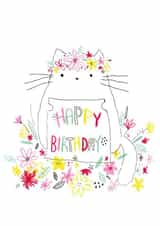 Happy Birthday Whimsical Cat created by Dot Dash Design