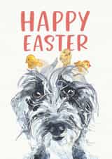 Lurcher and Baby Chick Easter Card created by Jo Scott Art