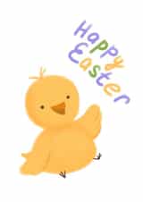 Cute postcard with a little yellow chick Happy Easter 1000 created by Dogs and cats 