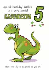 Kind Dinosaur 5th Birthday Card for a Special Grandson created by Rachel Elizabeth Designs