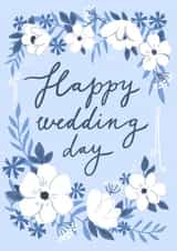 Wedding day card - Blue floral card created by Olla