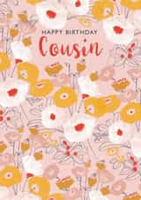 Collaged floral Cousin birthday card created by Rebecca Prinn