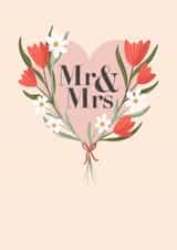 Mr & Mrs - bouquet heart wedding card created by Kathryn Whybrow