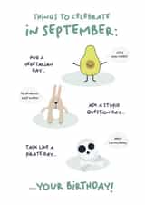 Cute Birthday Card - September Birthday - Things To Celebrate created by PaperJam Print Co.