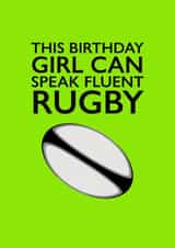 Birthday Card for Rugby Loving Girl created by PEA GREEN PRINTS