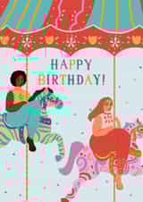 Cute Birthday Card For Friend Sister Funfair Women Bright Summer Carousel created by Flourish Paperworks