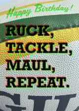 Birthday Rugby Ruck Tackle Maul Repeat Card created by IR Design