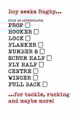 Valentines Rugby card created by IR Design