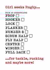 Rugby Valentines card created by IR Design