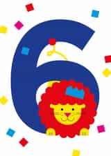 Happy 6th birthday cute lion kids card created by Alphablots