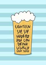 Sip, Sip, Hooray, 18th Birthday Beer Card created by Muses & May 