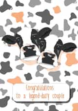 Funny pun congratulations Card - cows - couple card - legend dairy created by Doodle Keg