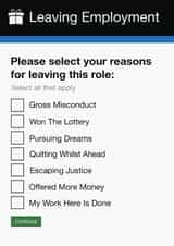 Funny | Leaving Employment Card | Gov Government Gateway Form created by Pottsy Prints
