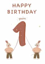 Rabbit 1st Birthday card created by Kaytealogy 