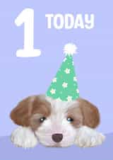 Baby first puppy birthday card created by Sarah Stephenson