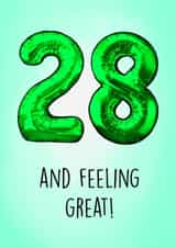 28 and feeling Great! Card created by Poppy & Mabel