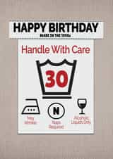 Cheeky Funny Happy 40th Birthday Card- Handle with Care Instructions label created by ShortRound888