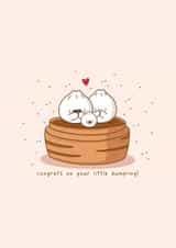 Congrats on your little dumpling - bao bun, dim sum new baby card created by Rosalie Perl