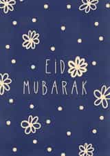 Eid Mubarak | Flowers Blue Card created by BYBAMBY