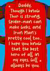 Dad my hero black Father’s Day and birthday card created by The Girl Next Draw Cards