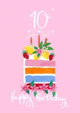 Classic Birthday Card - 10th - Rainbow Cake created by Naughty Nice