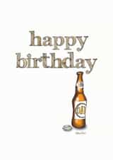 Happy Birthday Dad beer bottle card created by Helen Leslie Illustrator
