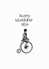 'Happy Birthday Sir' Penny Farthing birthday card for men created by Helen Leslie Illustrator